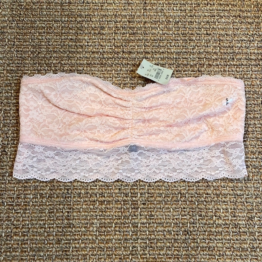 NWT Aerie Bandeau Bralette Pink Lace Small